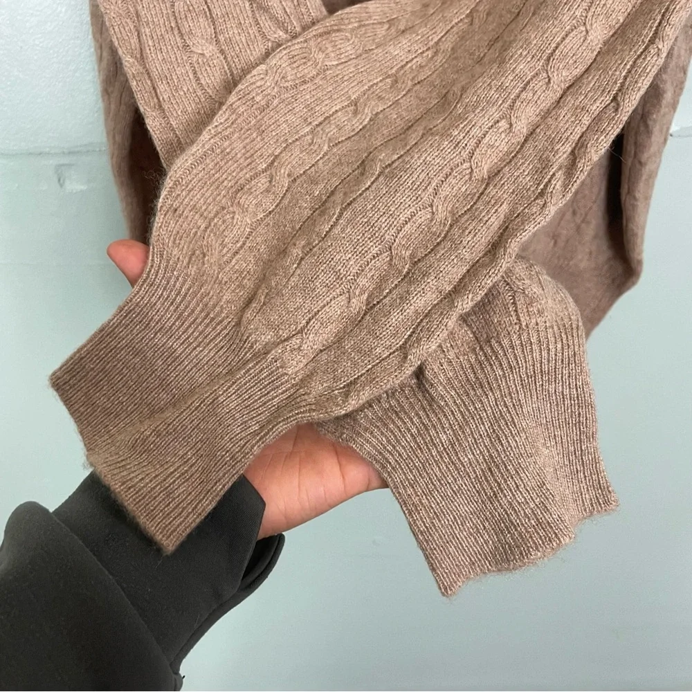 Alexander‎ Julian Colours 100% Cashmere Sweater Pullover Cable Knit Tan Sz XL